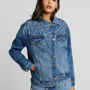 Good American Asymmetrical Stuffed Denim Jacket